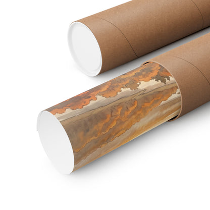 Japandi Pine Tree in Golden Hour | Japanese Pattern Wall Art Print