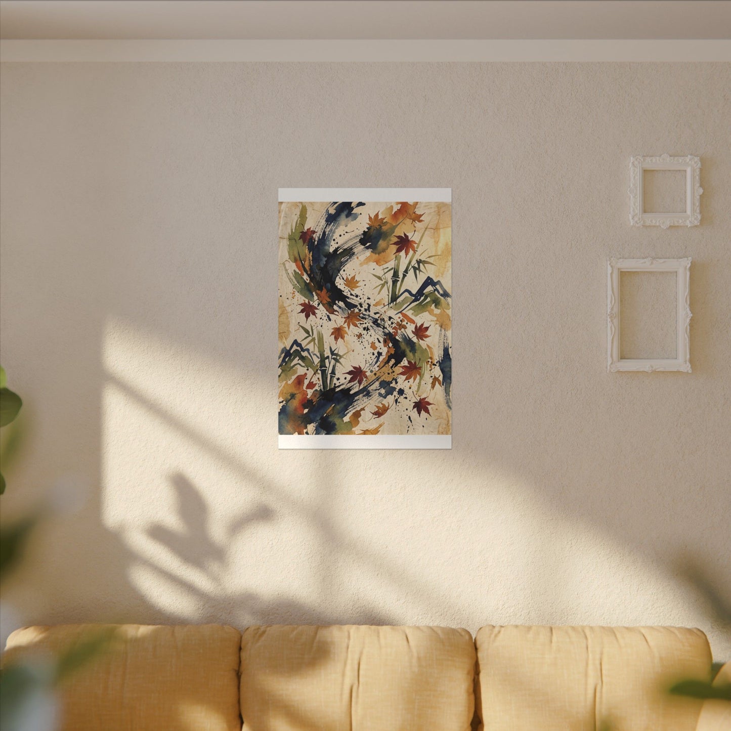 Golden Hour Ink Brushstroke Canvas Art - Zen Shibui