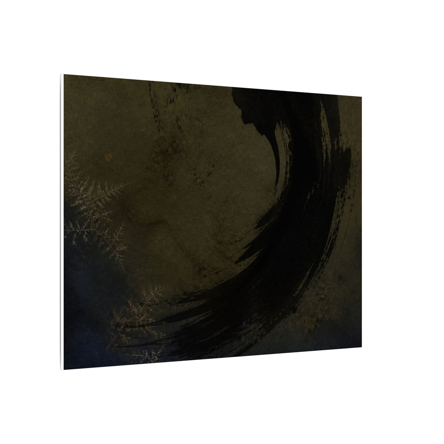 Seijaku Ink Brushstroke Canvas Art - Dark Japandi Moody Minimal