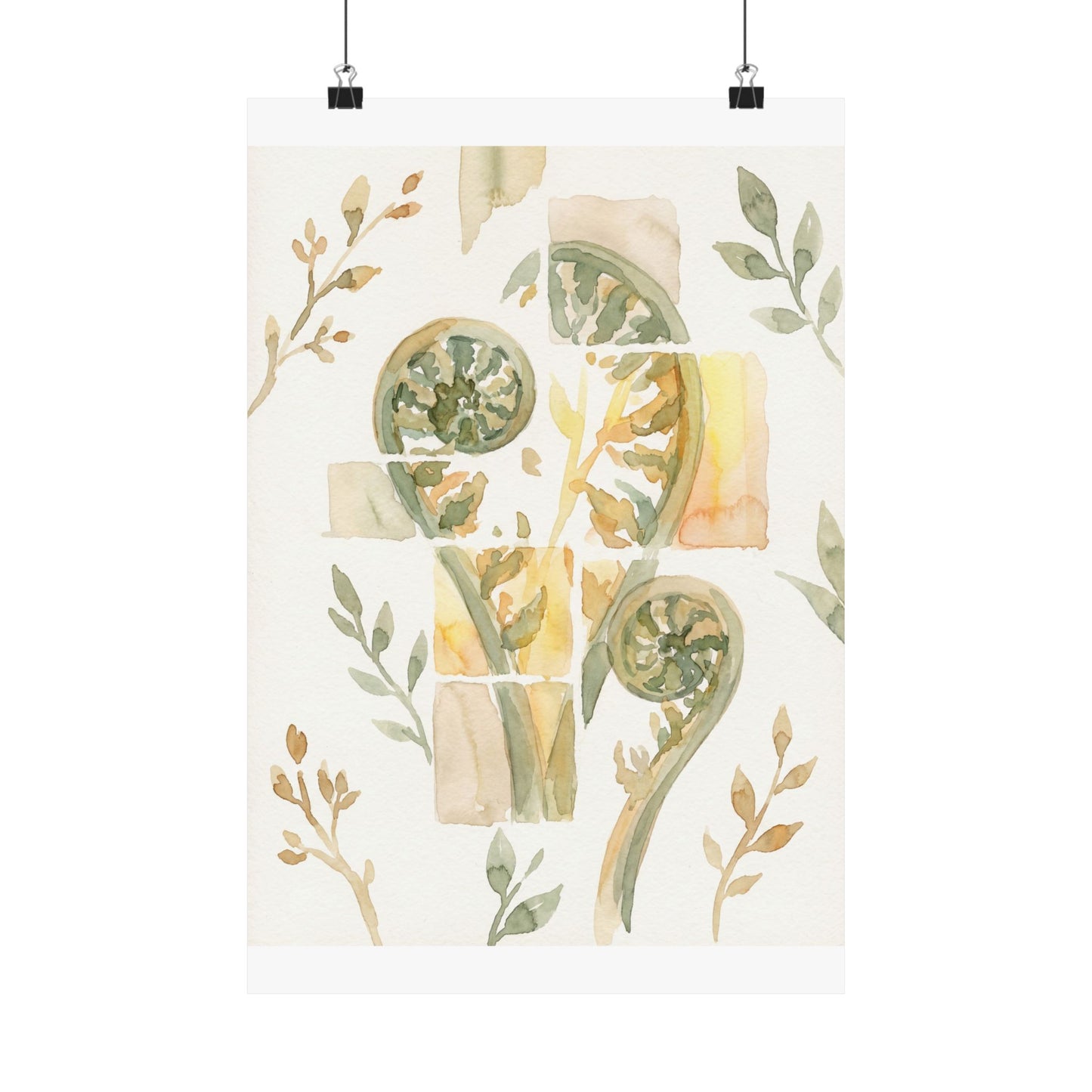 Kanso Fern Unfurling Wall Art Print - Japandi Watercolor