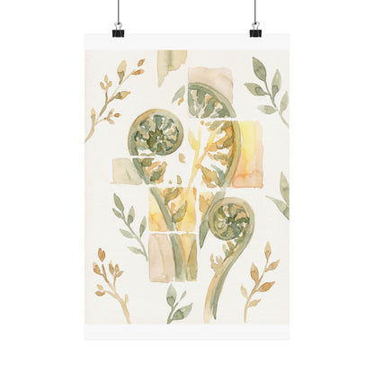 Kanso Fern Unfurling Wall Art Print - Japandi Watercolor