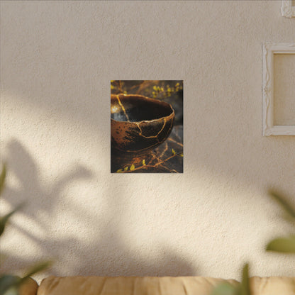 Kintsugi Ceramic Bowl in Golden Hour | Gold Vein Canvas Art