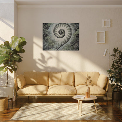 Zen Fern Unfurling in Dawn | Ukiyo E Inspired Canvas Art