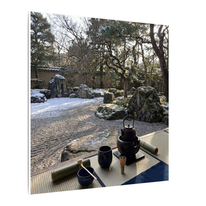 Winter Tea Ceremony Karesansui Canvas Art | Serene Decor