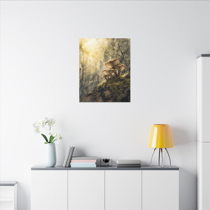 Wild Mushrooms Canvas Art | Spring Japandi Watercolor Art