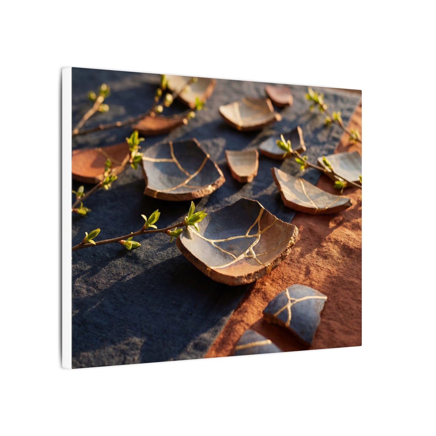 Spring Broken Pottery Gold Vein Canvas Art | Philosophical Decor