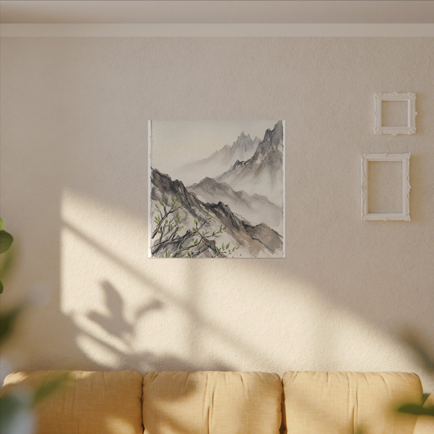 Spring Mountain Mist Texture Canvas Art | Warm Decor