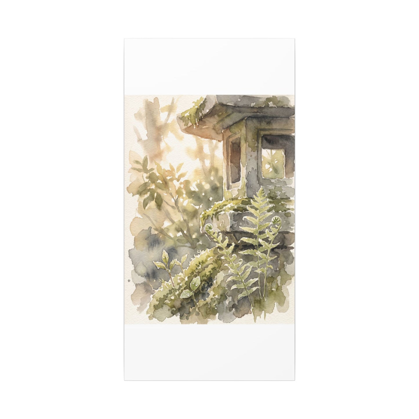 Earthy Stone Lantern Canvas Art - Watercolor Japandi