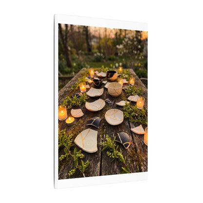 Broken Pottery Spring Canvas Art | Kintsugi Beautiful Design