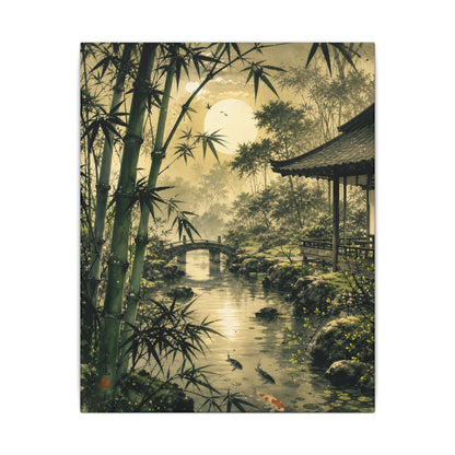 Moonlit Garden Sumi E Canvas Art | Calm Zen Art