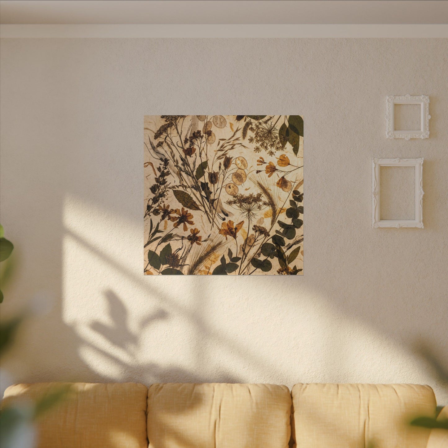 Dried Flowers Summer Canvas Art | Japandi Neutral Design
