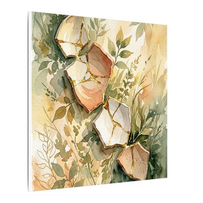 Japandi Broken Pottery in Golden Hour | Watercolor Canvas Art