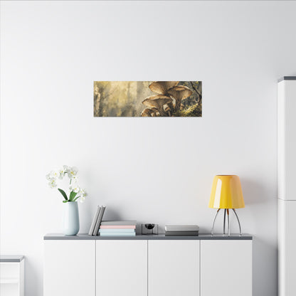 Wild Mushrooms Canvas Art | Spring Japandi Watercolor Art