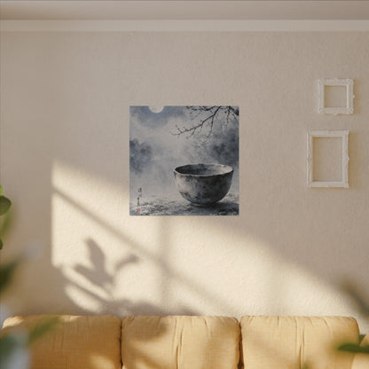 Seijaku Ceramic Bowl Canvas Art - Zen Sumi E
