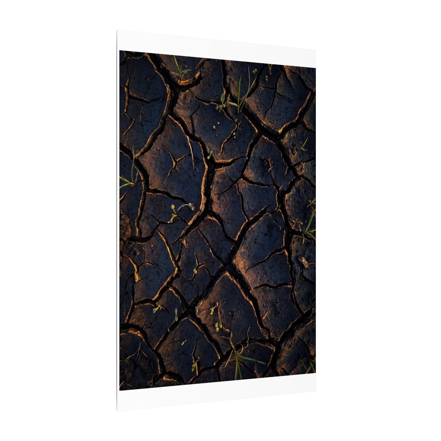 Cracked Earth Moody Minimal Canvas Art | Luxurious Dark Japandi Art