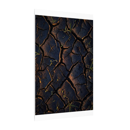 Cracked Earth Moody Minimal Canvas Art | Luxurious Dark Japandi Art