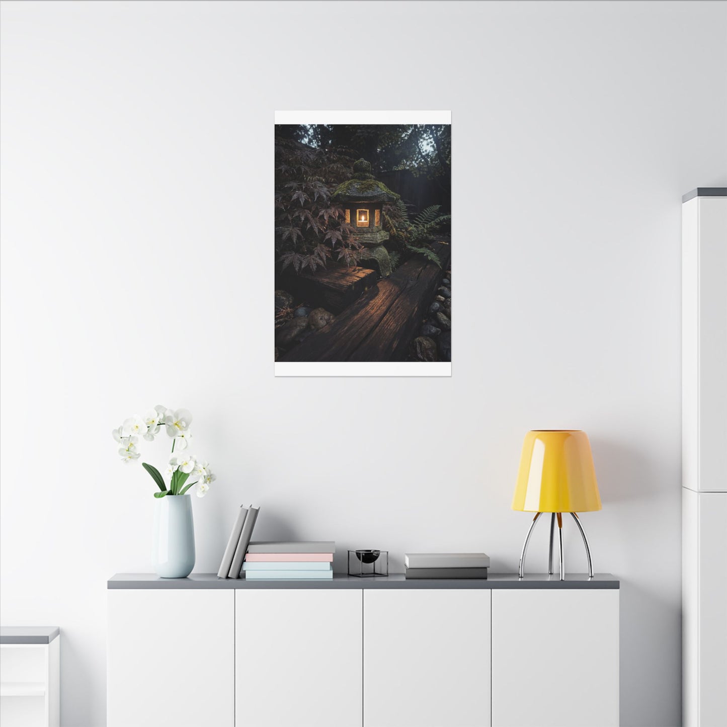Moody Moonlit Garden Canvas Art - Shadow Zen Dark Japandi
