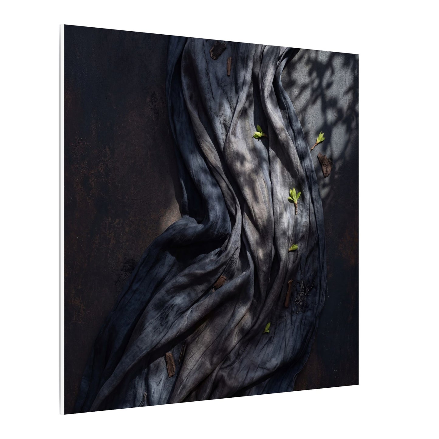 Seijaku Silk Drape Canvas Art - Dark Japandi Dark Texture