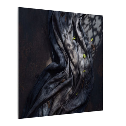 Seijaku Silk Drape Canvas Art - Dark Japandi Dark Texture