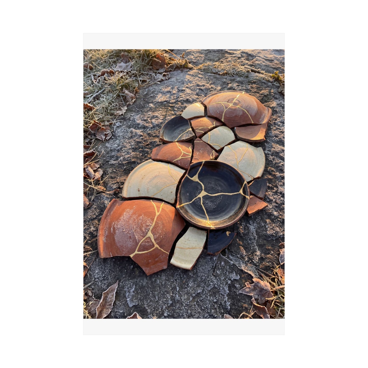 Winter Broken Pottery Gold Vein Wall Art Print | Philosophical Decor