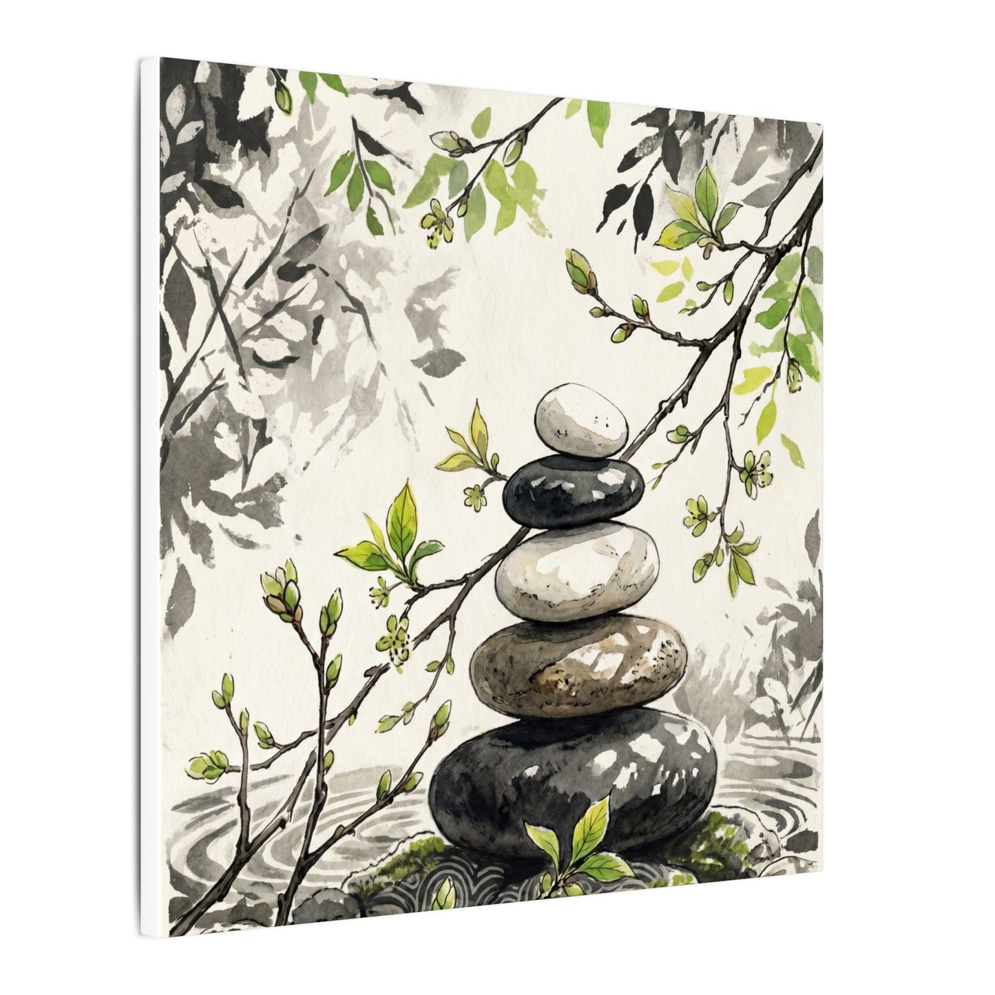 Spring River Stones Japanese Pattern Canvas Art | Elegant Decor