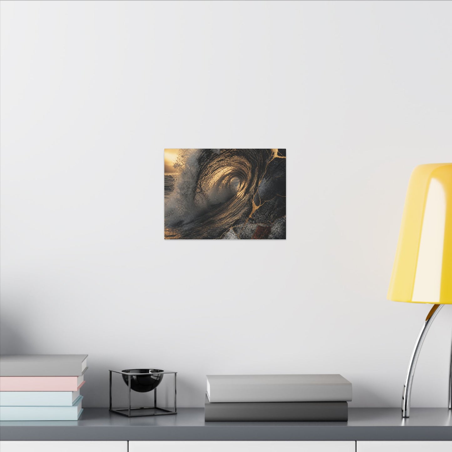 Kanso Ocean Wave Canvas Art - Kintsugi Gold Vein