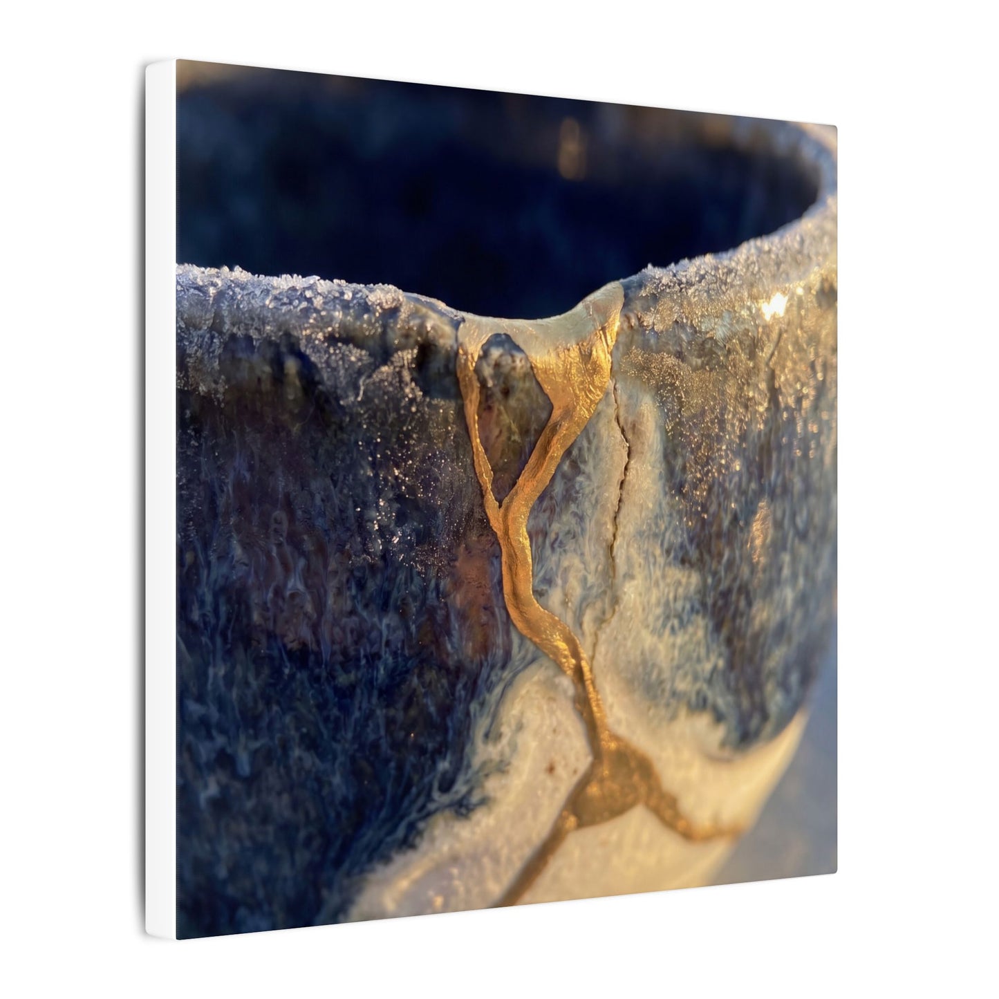 Winter Ceramic Bowl Gold Vein Canvas Art | Healing Decor