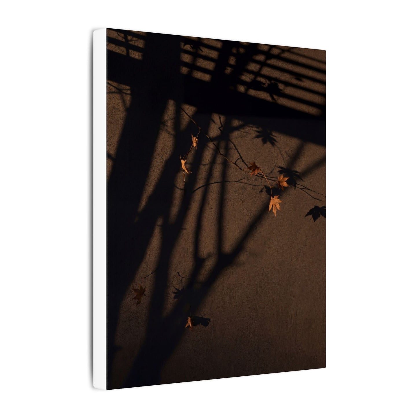 Shadow Play Autumn Canvas Art | Dark Japandi Luxurious Design