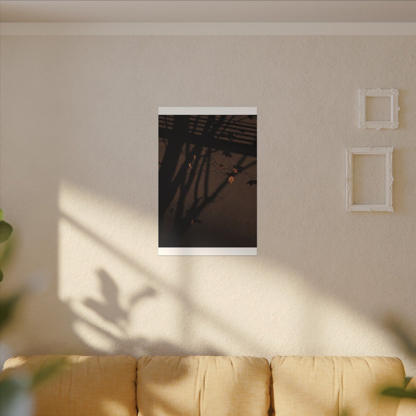 Shadow Play Autumn Canvas Art | Dark Japandi Luxurious Design