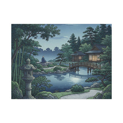 Summer Moonlit Garden Ukiyo E Inspired Canvas Art | Serene Decor