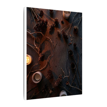 Dried Flowers Canvas Art | Winter Dark Japandi Moody Minimal Art