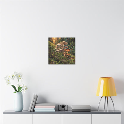 Spring Wild Mushrooms Herbarium Canvas Art | Rustic Decor