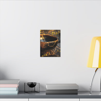 Kintsugi Ceramic Bowl in Golden Hour | Gold Vein Canvas Art