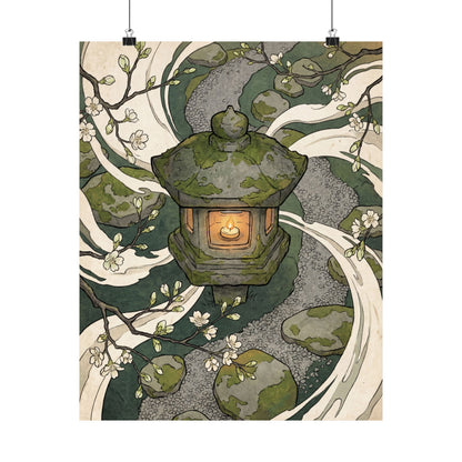 Stone Lantern Spring Wall Art Print | Zen Contemplative Design