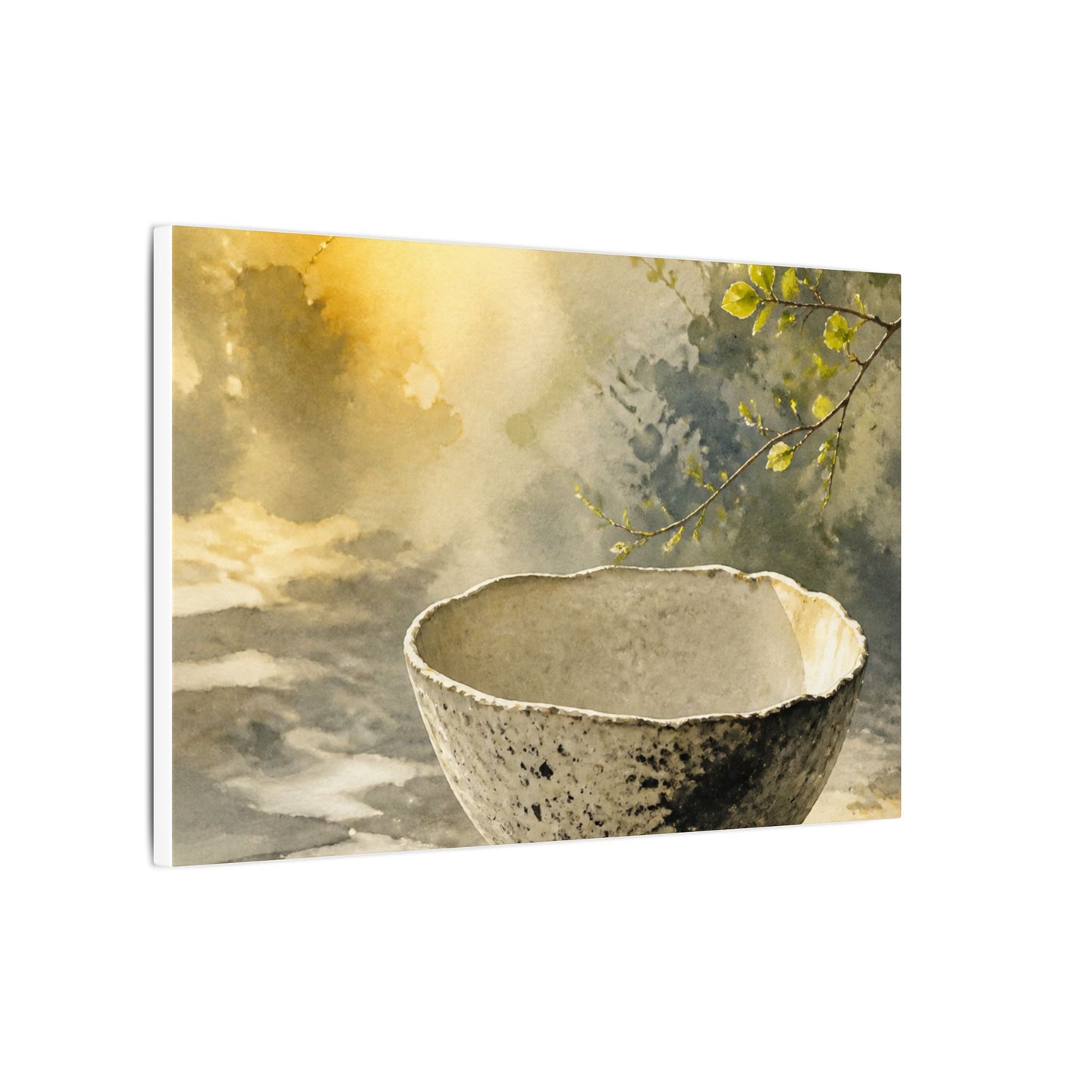Cozy Ceramic Bowl Canvas Art - Watercolor Japandi