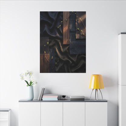 Silk Drape Spring Canvas Art | Dark Japandi Moody Design