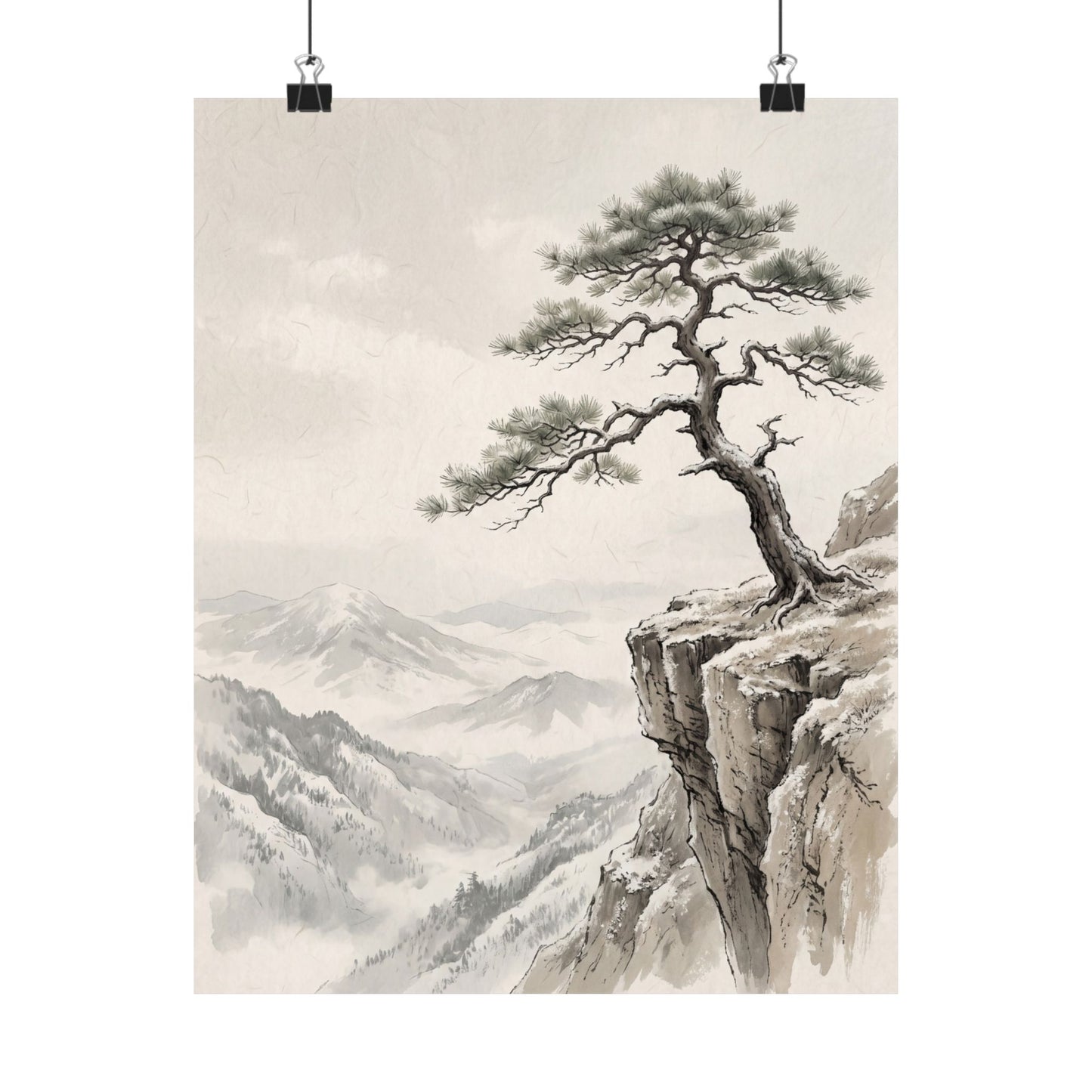 Pine Tree Wall Art Print | Winter Japandi Japanese Pattern Art