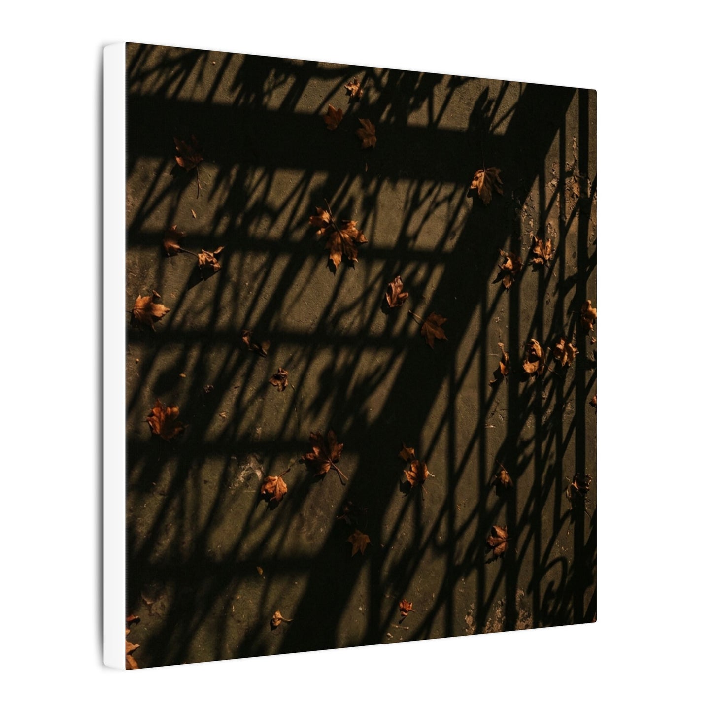Dark Japandi Shadow Play in Golden Hour | Moody Minimal Canvas Art