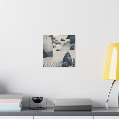 Seijaku Rock Garden Canvas Art - Zen Ukiyo E Inspired