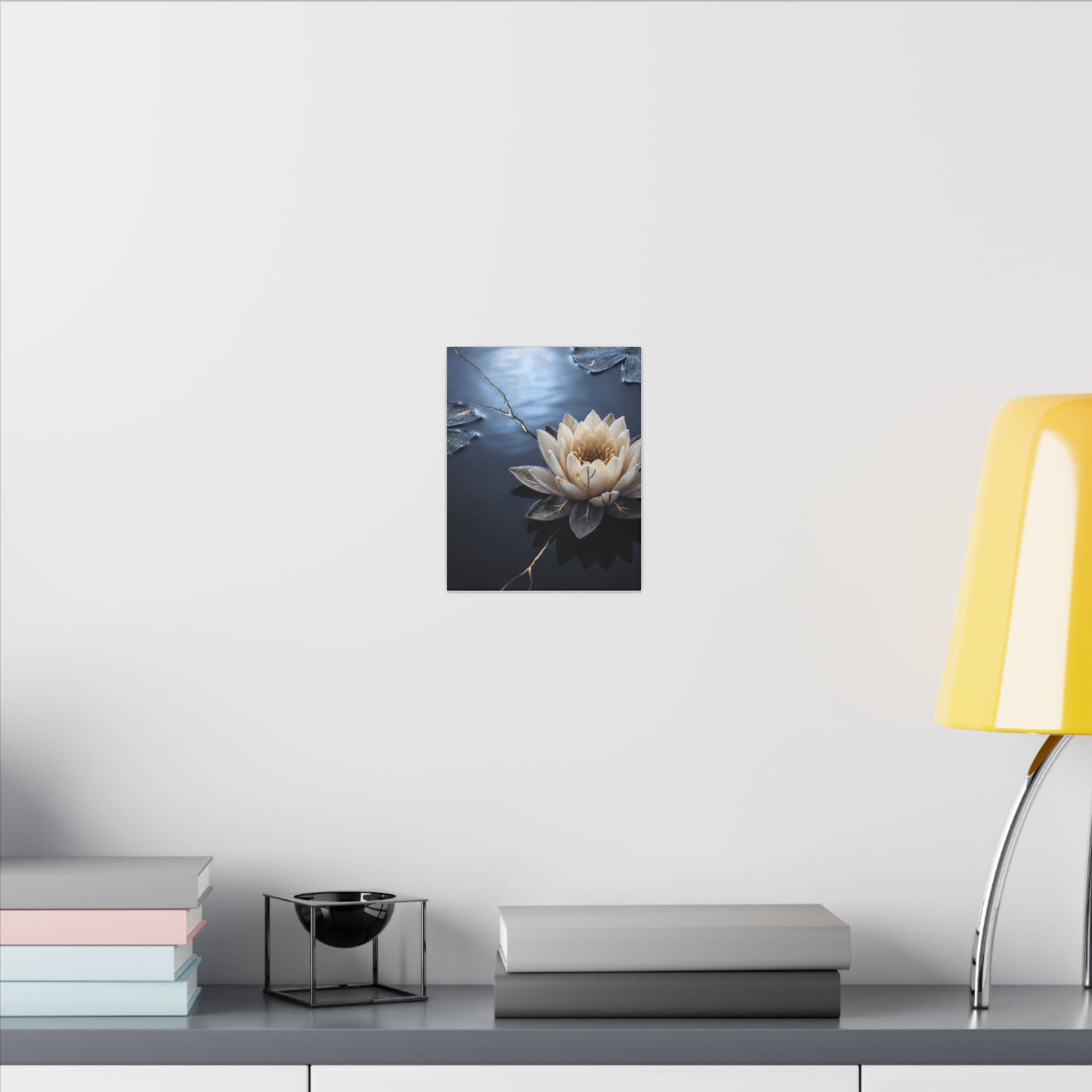 Beautiful Lotus Flower Canvas Art - Gold Vein Kintsugi