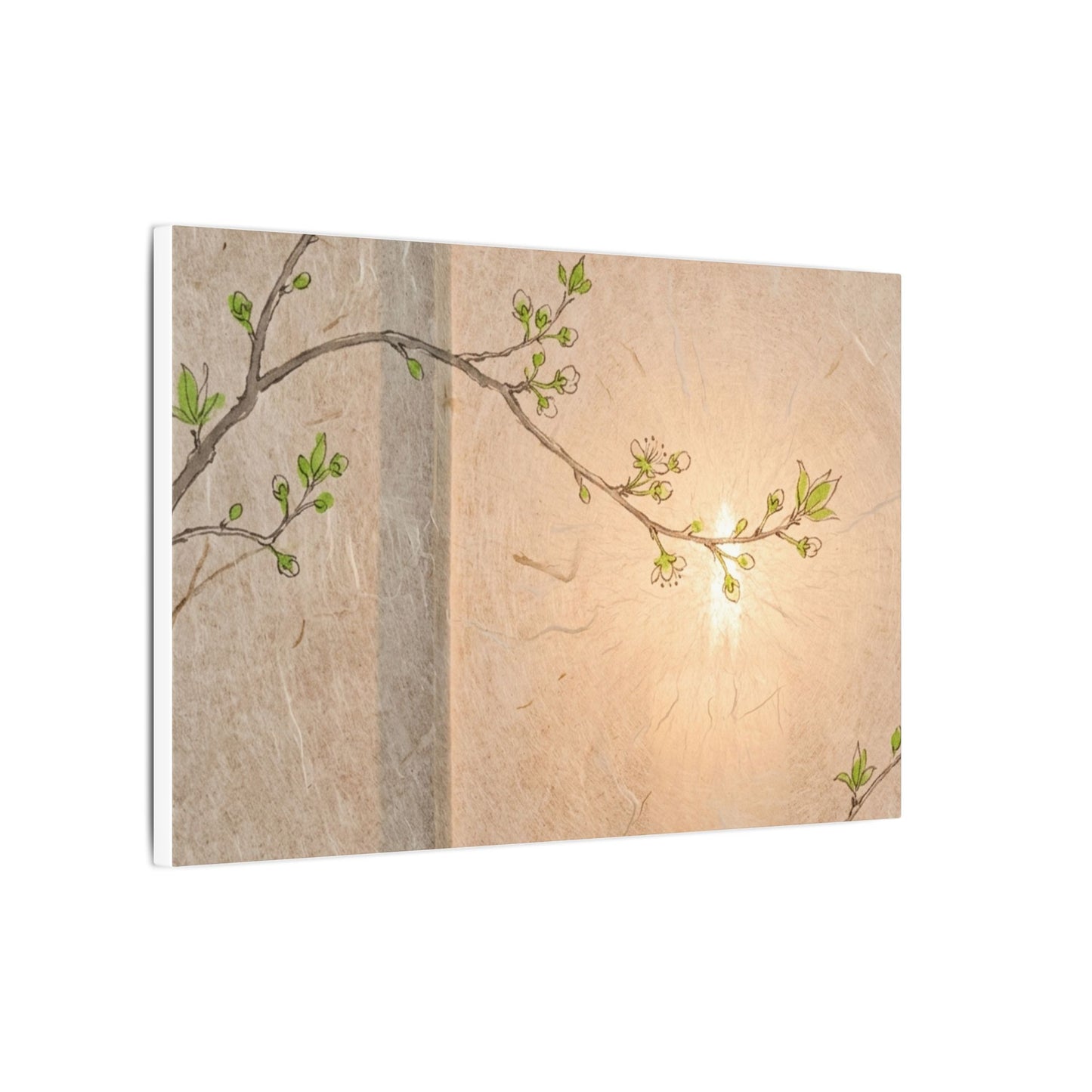 Warm Shoji Screen Canvas Art - Minimal Line Japandi