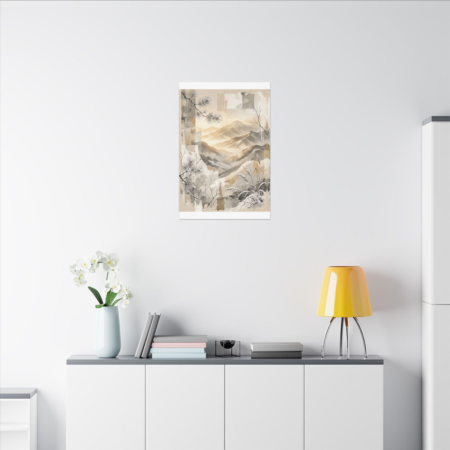 Shibui Mountain Mist Canvas Art - Japandi Japanese Pattern