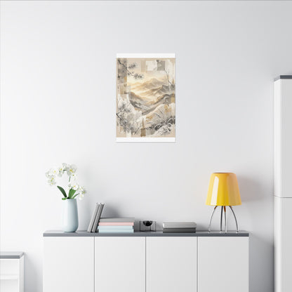 Shibui Mountain Mist Canvas Art - Japandi Japanese Pattern