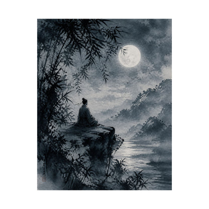 Serene Ink Brushstroke Wall Art Print - Sumi E Zen