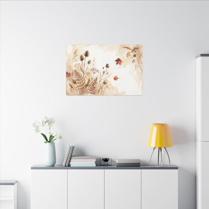 Dried Flowers Canvas Art | Autumn Japandi Watercolor Art