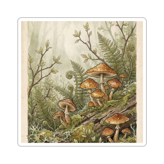 Seijaku Wild Mushrooms Sticker - Cottagecore Mushroom Illustration Art Print