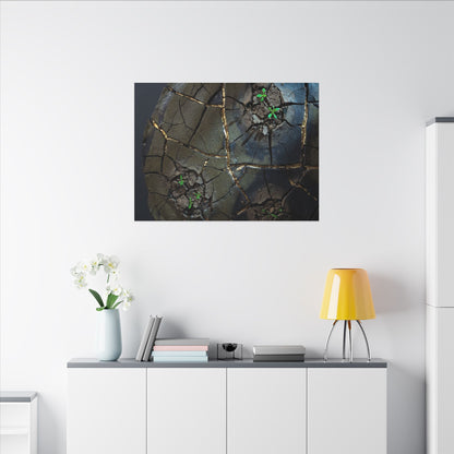 Dark Japandi Cracked Earth in Moonlight | Moody Minimal Canvas Art