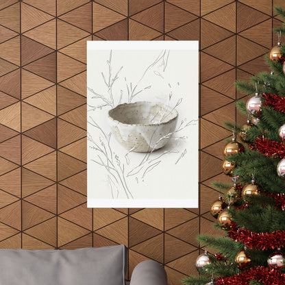 Japandi Ceramic Bowl in Overcast | Minimal Line Wall Art Print