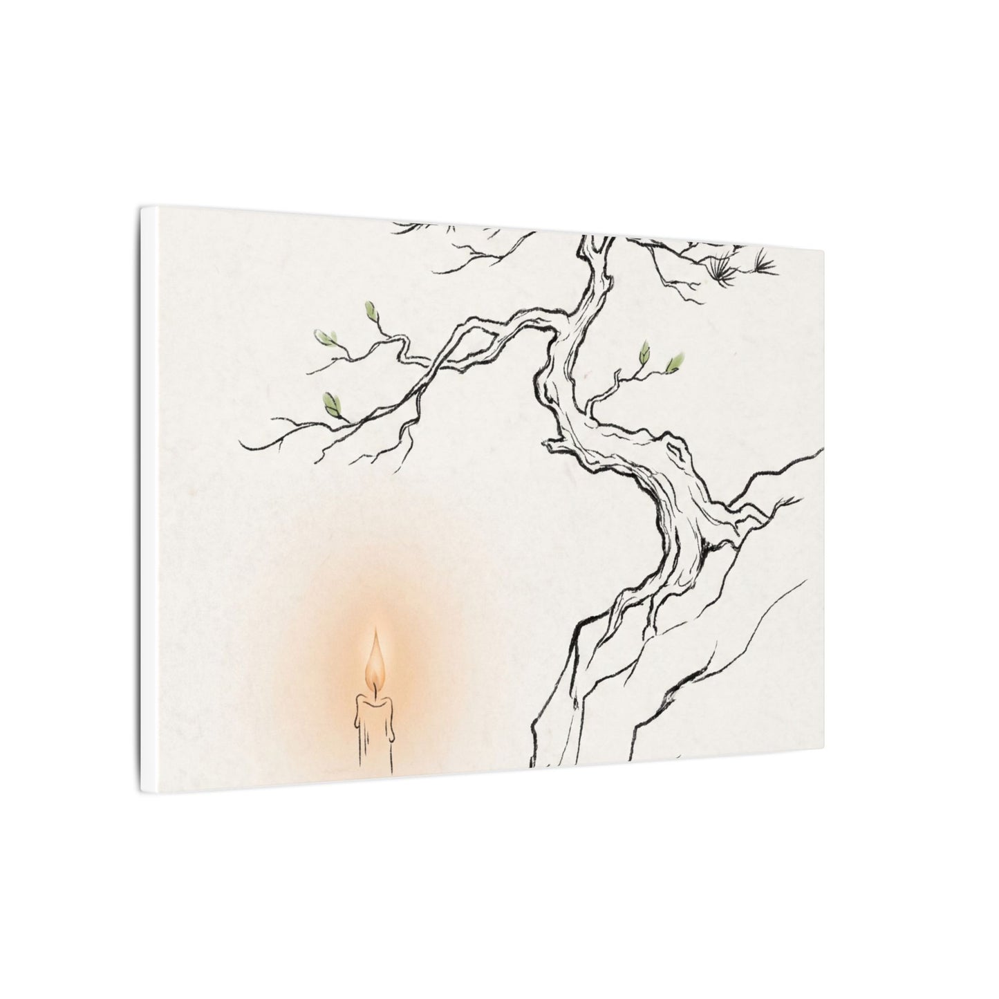 Candlelight Pine Tree Canvas Art - Japandi Shibui