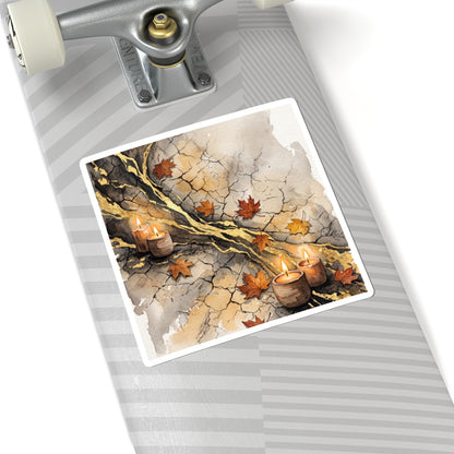Cracked Earth Autumn Sticker | Japandi Warm Design